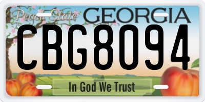 GA license plate CBG8094