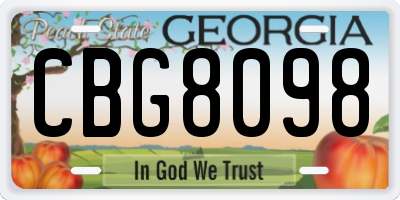 GA license plate CBG8098