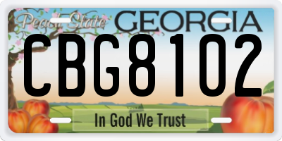 GA license plate CBG8102