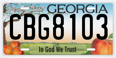 GA license plate CBG8103