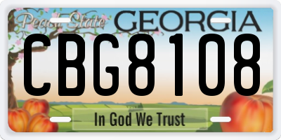 GA license plate CBG8108