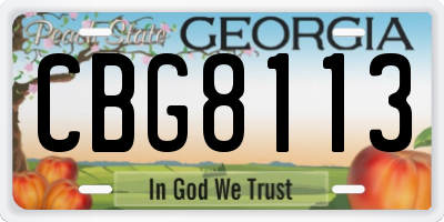 GA license plate CBG8113