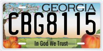 GA license plate CBG8115