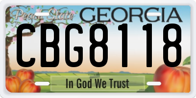 GA license plate CBG8118