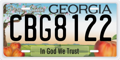 GA license plate CBG8122