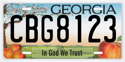 GA license plate CBG8123