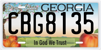 GA license plate CBG8135