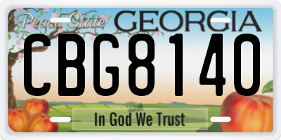 GA license plate CBG8140