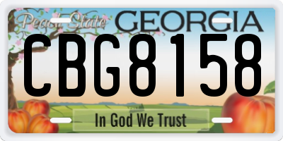 GA license plate CBG8158