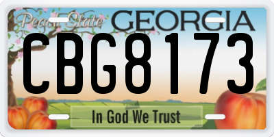 GA license plate CBG8173