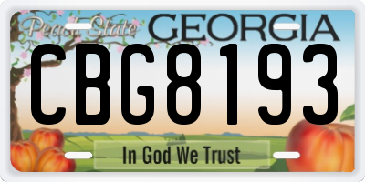 GA license plate CBG8193