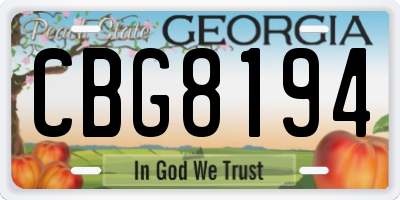 GA license plate CBG8194
