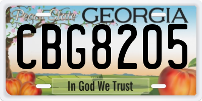 GA license plate CBG8205