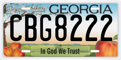 GA license plate CBG8222