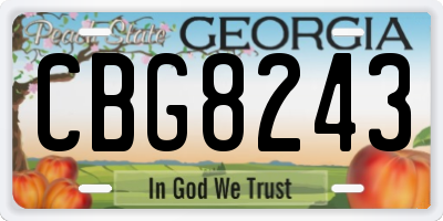 GA license plate CBG8243