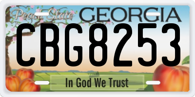 GA license plate CBG8253