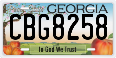 GA license plate CBG8258