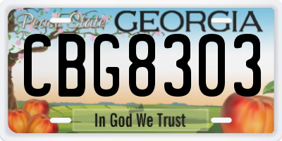 GA license plate CBG8303