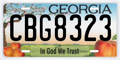 GA license plate CBG8323