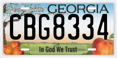 GA license plate CBG8334