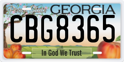 GA license plate CBG8365