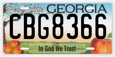 GA license plate CBG8366