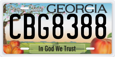 GA license plate CBG8388