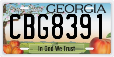 GA license plate CBG8391