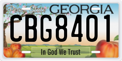 GA license plate CBG8401
