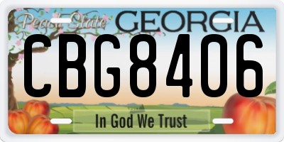 GA license plate CBG8406
