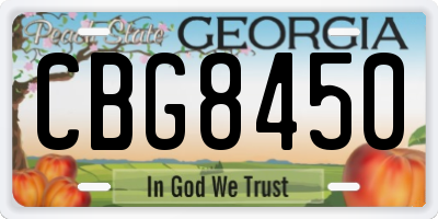 GA license plate CBG8450