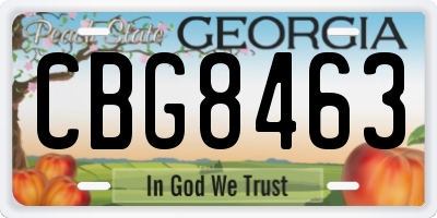 GA license plate CBG8463