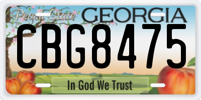 GA license plate CBG8475