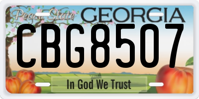 GA license plate CBG8507