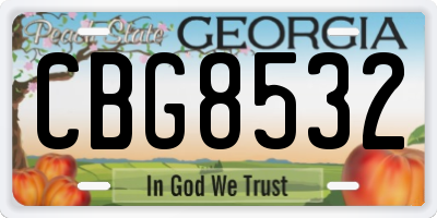 GA license plate CBG8532
