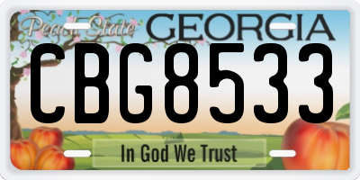 GA license plate CBG8533