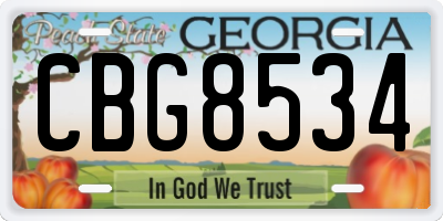 GA license plate CBG8534