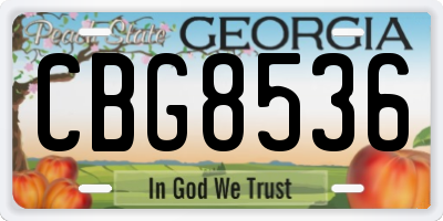 GA license plate CBG8536