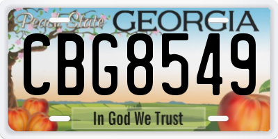 GA license plate CBG8549
