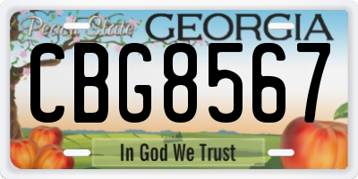 GA license plate CBG8567