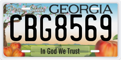 GA license plate CBG8569