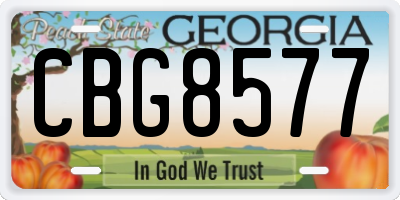 GA license plate CBG8577