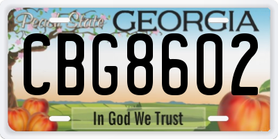 GA license plate CBG8602