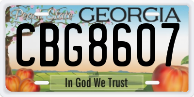 GA license plate CBG8607