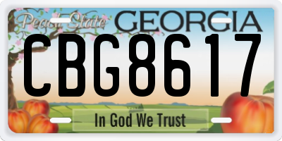 GA license plate CBG8617