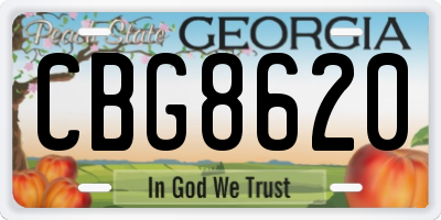 GA license plate CBG8620