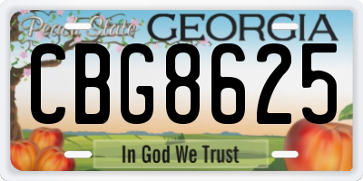 GA license plate CBG8625