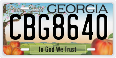 GA license plate CBG8640
