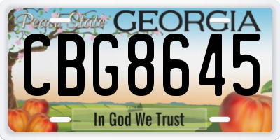 GA license plate CBG8645