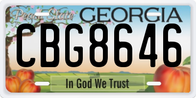 GA license plate CBG8646